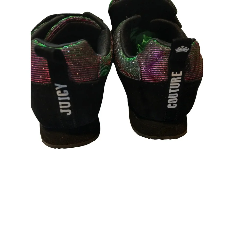 Juicy Couture Women's Glitter Sneakers Rainbow Sparkle Black Velcro Shoes 10 - Picture 7 of 8
